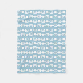 Custom White Retro Square Pattern Fleece Blanket