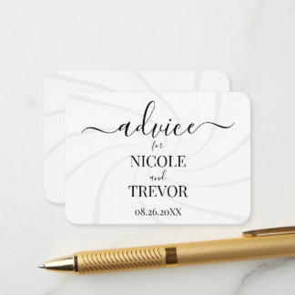 Custom White Retro Swirls Wedding Advice Card