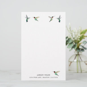 Custom White Ruby-throated Hummingbird  Stationery