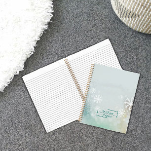 Custom White Snowflake Spiral Notebook