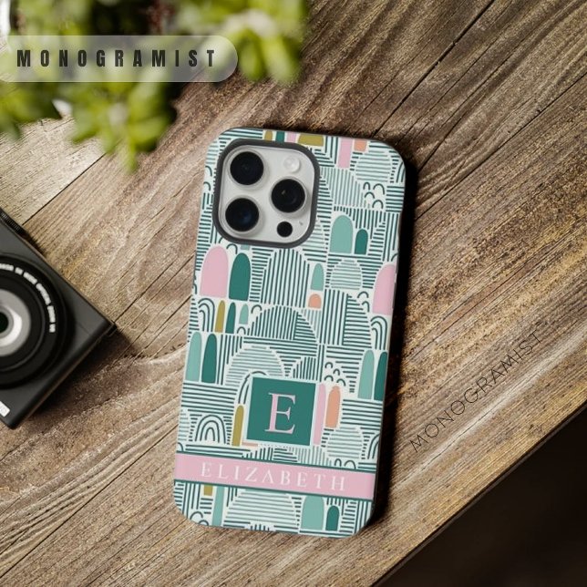 Custom White Teal Green Pink Abstract Pattern iPhone Case (Custom White Teal Green Pink Abstract Pattern iPhone Case)