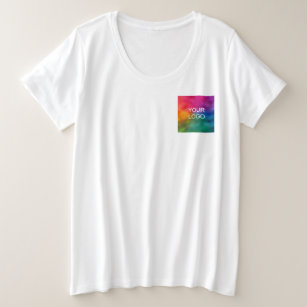 Custom White Template Upload Business Logo Image Plus Size T-Shirt
