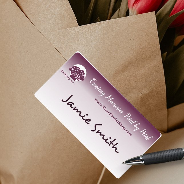 💐 Custom White to Purple Floral Delivery (💐 Custom White to Purple Floral Delivery Label, Handwritten Destination)