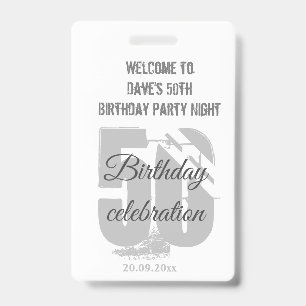 Custom White VIP Pass Birthday Party Invitation ID Badge