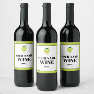 Custom white wine labels with green grapes logo