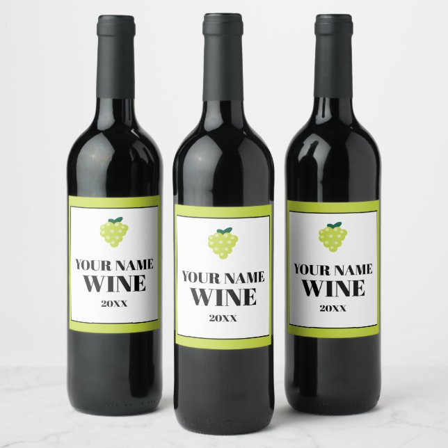Custom white wine labels with green grapes logo (Bottles)