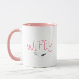 Custom Wifey EST Year Couple Wedding Anniversary Mug