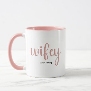 Custom Wifey EST Year Couple Wedding Anniversary Mug