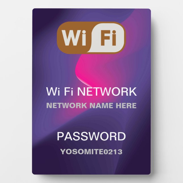 Custom WiFi Network Password Info Rainbow Colour Plaque (Front)
