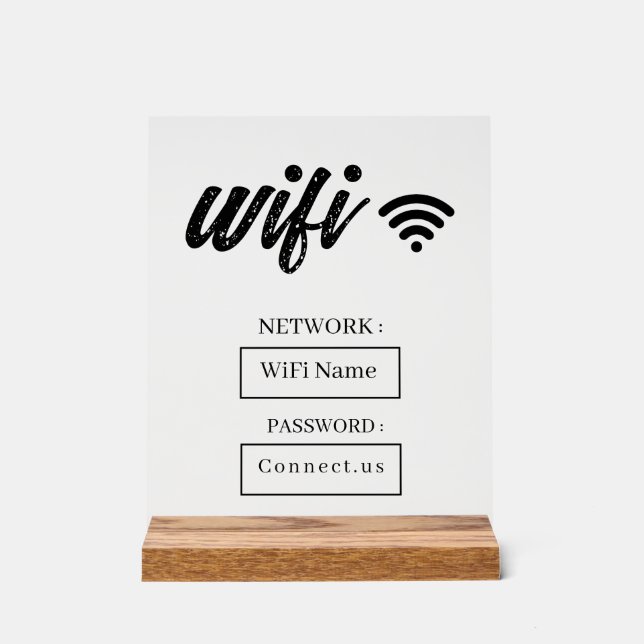 Custom Wifi Password Acrylic Table Sign (Front)