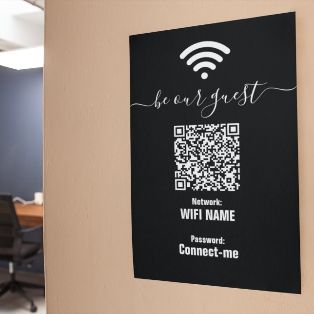 Custom Wifi Password Sign Minimalist Black Poster (Creator Uploaded)