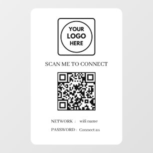 Custom WiFi QR   Business Logo Scan to Connect Window Cling
