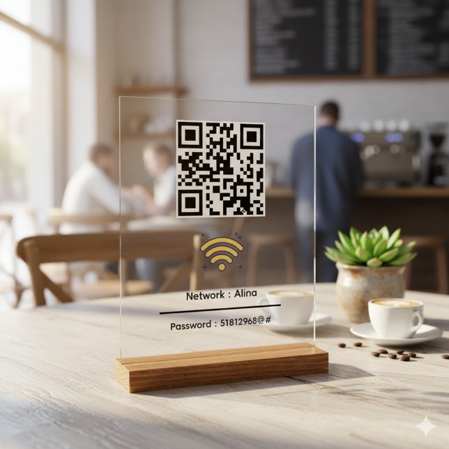 Custom Wifi QR Code | Network Password Modern Acrylic Sign (Creator Uploaded)