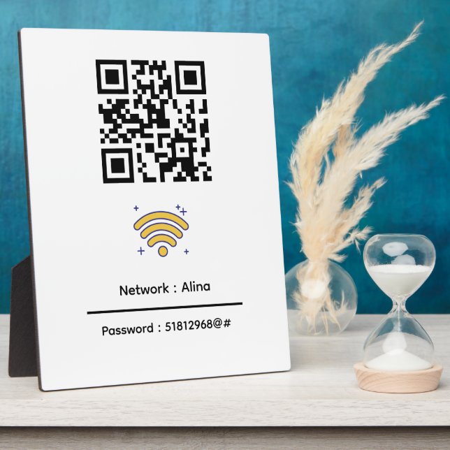 Custom Wifi QR Code | Network Password Modern Plaque (Side)