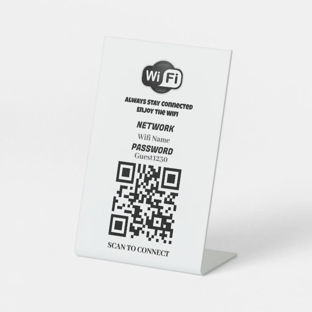 Custom WiFi QR Code Table Sign  (Front)