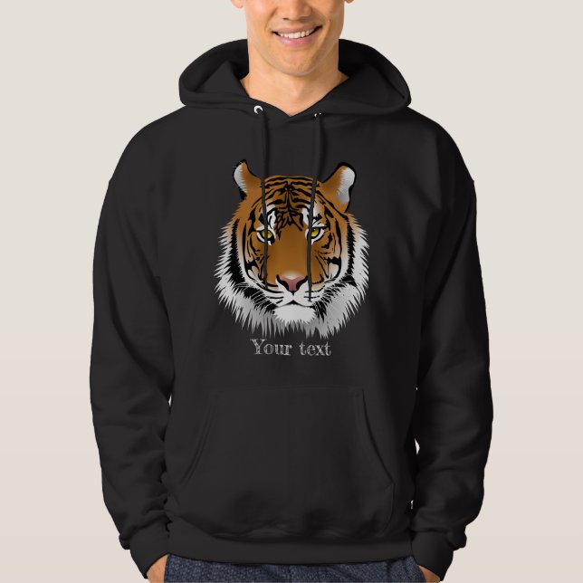 Custom wild animal graphic tiger cool black hoodie (Front)