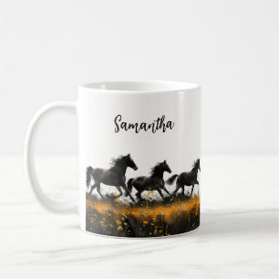Custom Wild Horses and Wild Flower Themed Mug
