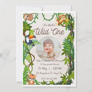 Custom Wild One Double Sided Photo Invitation