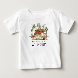 Custom Wild One Woodland Animals First Birthday Baby T-Shirt