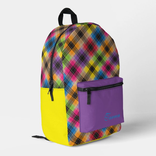 Custom Wild Plaid  Printed Backpack (Back Corner Left)