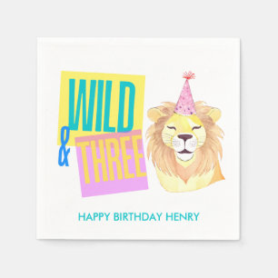 Custom Wild & Three Lion 3rd Birthday Napkins