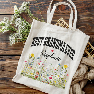 Custom Wildflower Bag, Birthday Gift for Grandma Tote Bag