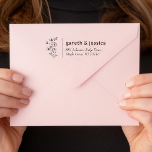 Custom Wildflower Bouquet Return Address  Self-inking Stamp