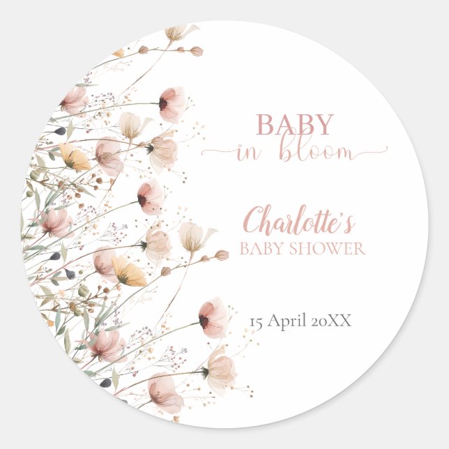 custom wildflower floral sticker label template (Front)