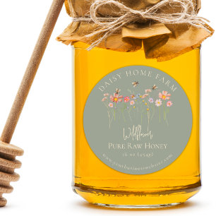 Custom Wildflower Honey Jar Bee Apiary Business Classic Round Sticker