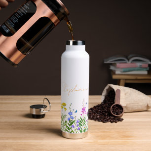 Custom Wildflower Stainless Steel Coffee Thermos Water Bottle