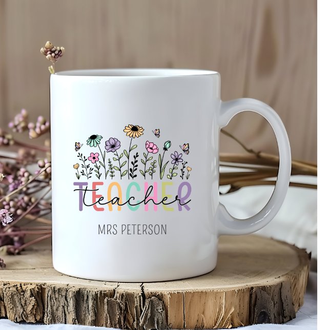 Custom Wildflower Teacher Appreciation Coffee Mug (Creator Uploaded)