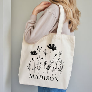 Custom Wildflower Tote Bag Thank You Gift for Her