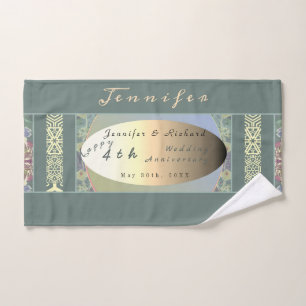 Custom Wildflower Wedding Anniversary Bath Towel