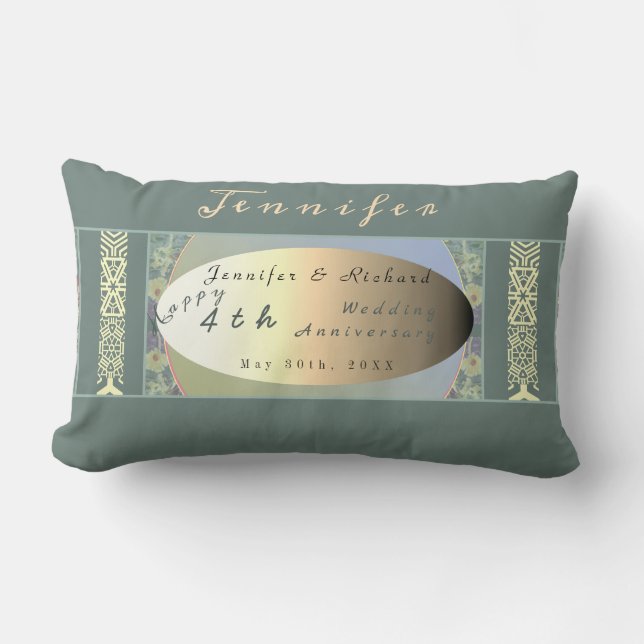 Custom Wildflower Wedding Anniversary  Lumbar Pill Lumbar Cushion (Front)