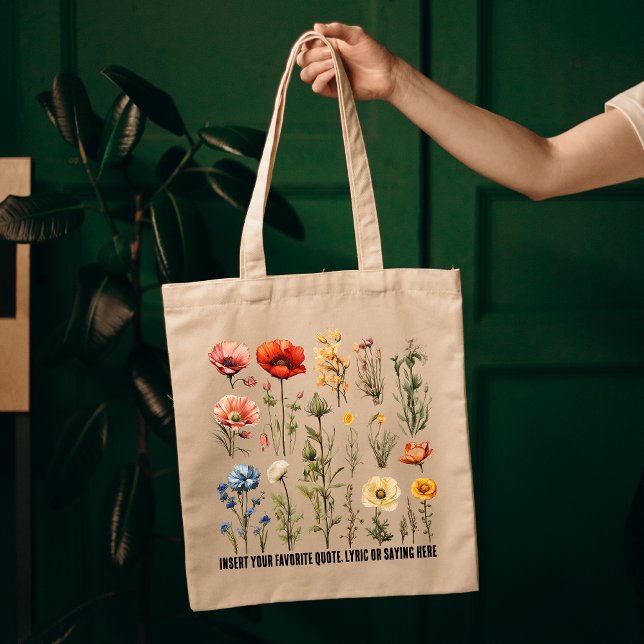 Custom Wildflowers Bag, Mother’s Day Birthday Gift Tote Bag (wildflowers tote bag, custom bag for mom, custom tote bag, Mother’s Day gift, birthday gift for mom)