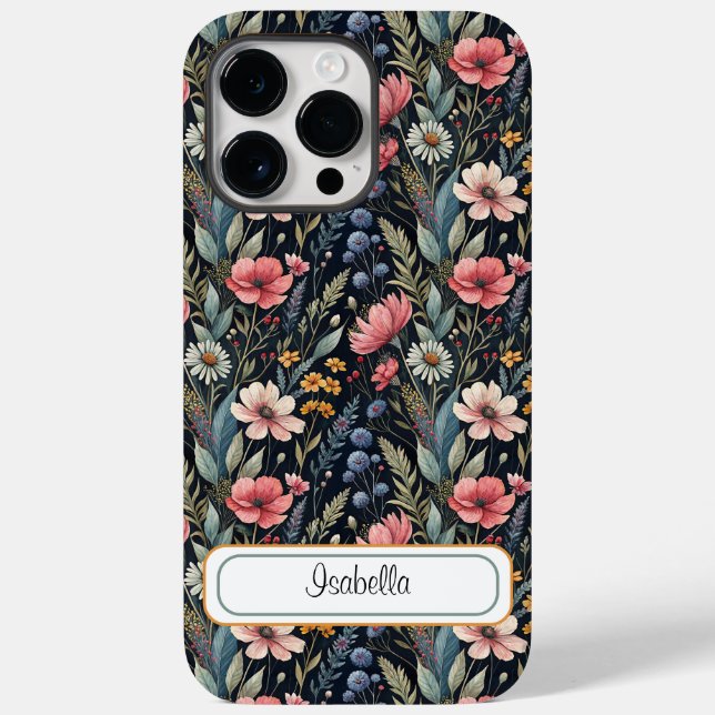 Custom Wildflowers Botanical Inspiration Black Case-Mate iPhone Case (Back)