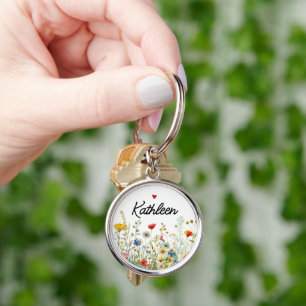 Custom Wildflowers Keychain, Gift for Her or Mum Key Ring