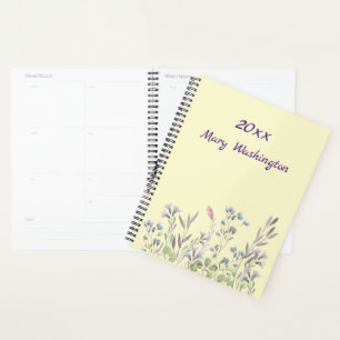 Custom Wildflowers on Pale Yellow with Name Year Planner