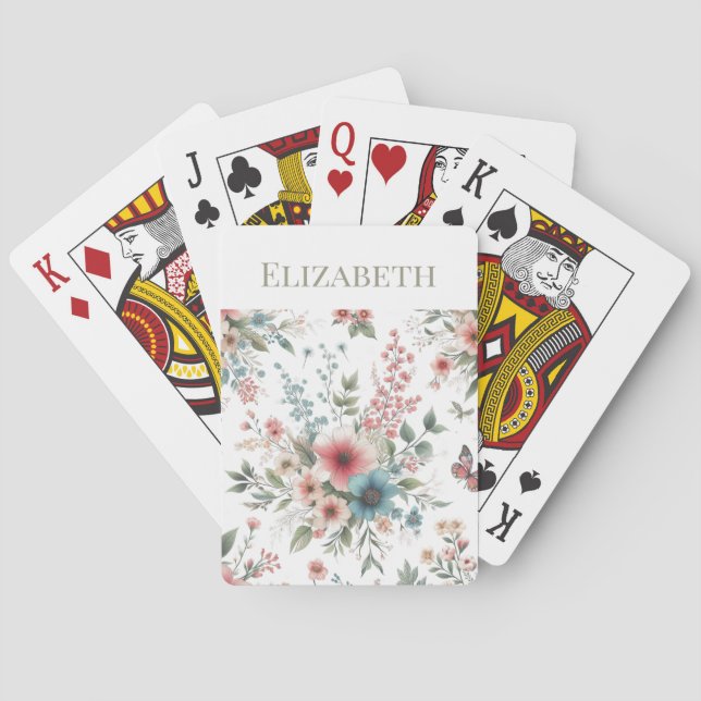 Custom Wildflowers Personalised  Playing Cards (Back)