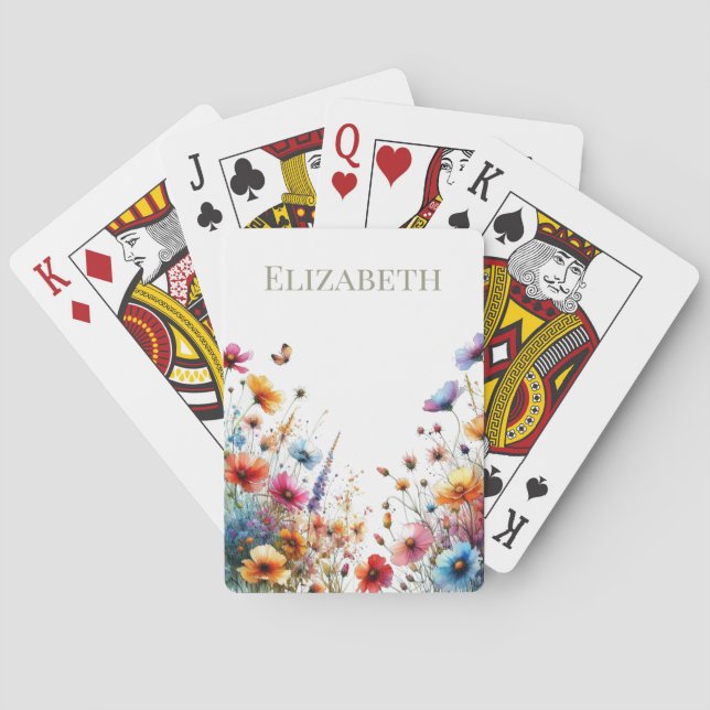 Custom Wildflowers Personalised  Playing Cards (Back)