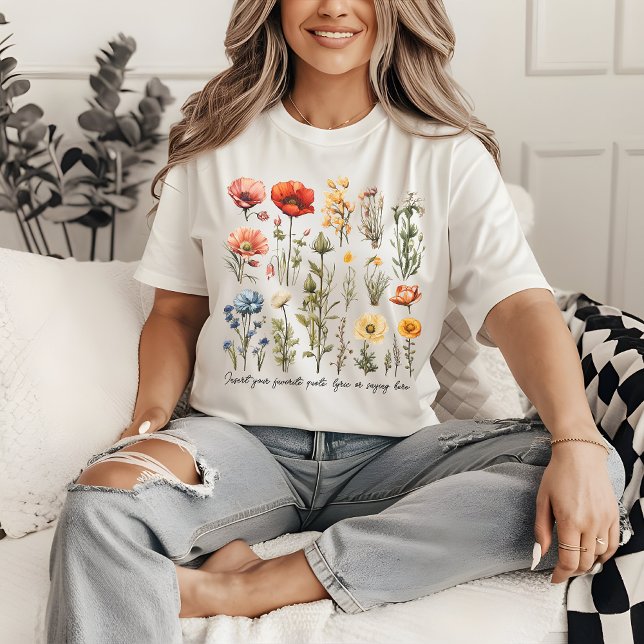 Custom Wildflowers Shirt, Mother’s Day Gift, Mum T-Shirt (wildflowers shirt, custom text shirt, Mother’s Day shirt, women’s gift shirt, gift for mom, mom gift)