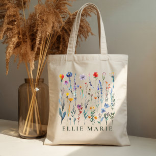 Custom wildflowers tote bag gift for bridesmaids