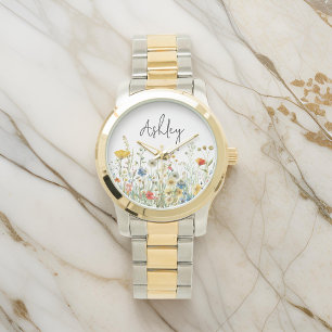 Custom Wildflowers Watch, Gift for Women or Her Watch