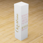 Custom Will you be my bridesmaid bridesmaids gift Wine Gift Box<br><div class="desc">Personalised Will you be my bridesmaid? - funny,  trendy bridal party pink,  gold and white gift box for wine invite with custom added name.</div>