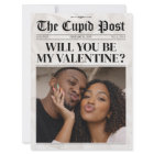 Custom Will You Be My Valentine Newspaper Card