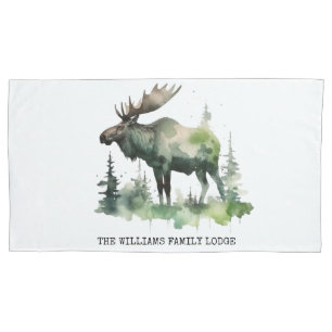 Custom Williams Family Lodge Rustic Watercolor Art Pillowcase