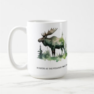 Custom Williams Family Lodge Watercolor Moose Coffee Mug