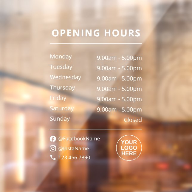 Custom Window Cling with Logo & Social Media (Sheet 2)