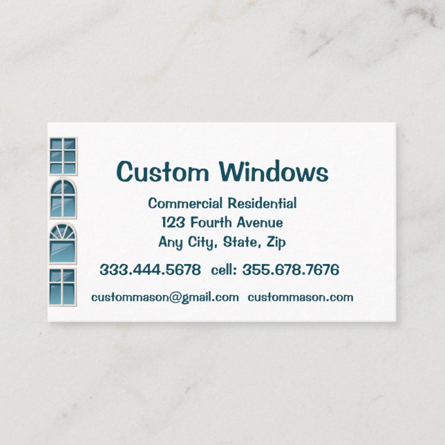 Custom Windows Repair Maintenance  Business Card (Front)