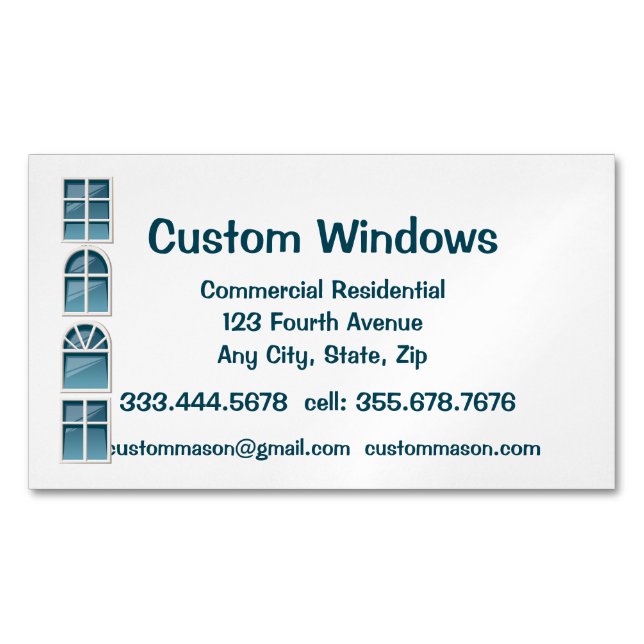 Custom Windows Repair Maintenance  Magnetic Business Card (Front)